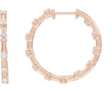 14K Gold Round Lab-Grown Diamond Inside-Outside Hoop Earrings – 1 CTW - Rose Gold