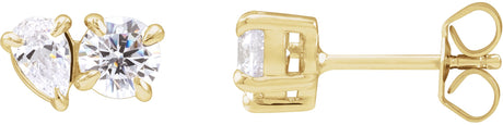 14K Gold Pear Lab-Grown Diamond Two-Stone Stud Earrings - Yellow Gold