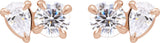 14K Gold Pear Lab-Grown Diamond Two-Stone Stud Earrings - Rose Gold - view 2