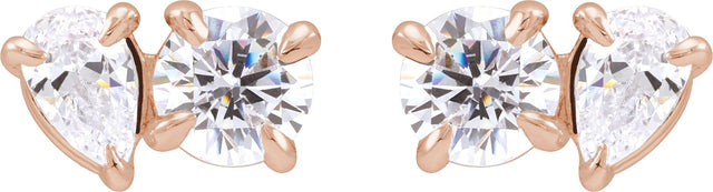 14K Gold Pear Lab-Grown Diamond Two-Stone Stud Earrings - Rose Gold - view 2
