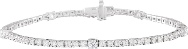 14K Gold Round Lab-Grown Diamond Line Bracelet – 1 3/4 CTW - White Gold