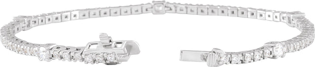 14K Gold Round Lab-Grown Diamond Line Bracelet – 1 3/4 CTW - White Gold - view 2