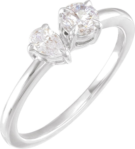14K Gold Pear Lab-Grown Diamond Two-Stone Ring – 5x3.5mm - White Gold