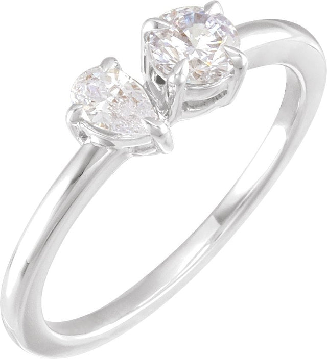14K Gold Pear Lab-Grown Diamond Two-Stone Ring – 5x3.5mm - White Gold