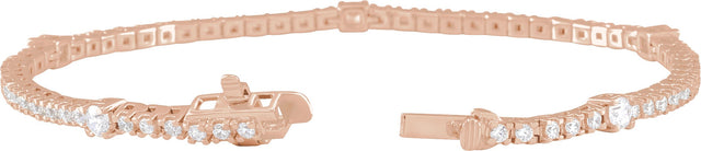 14K Gold Round Lab-Grown Diamond Line Bracelet – 1 3/4 CTW - Rose Gold - view 2