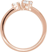 14K Gold Pear Lab-Grown Diamond Two-Stone Ring – 5x3.5mm - Rose Gold - view 2