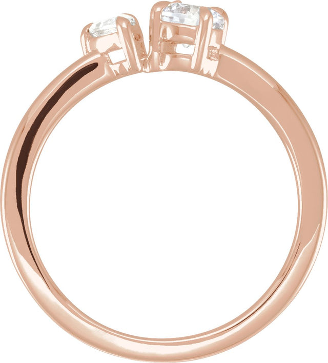 14K Gold Pear Lab-Grown Diamond Two-Stone Ring – 5x3.5mm - Rose Gold - view 2