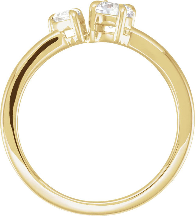 14K Gold Pear Lab-Grown Diamond Two-Stone Ring – 5x3.5mm - Yellow Gold - view 2