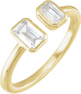 14K Gold Emerald Lab-Grown Diamond Two-Stone Ring – 5x3.5mm - Yellow Gold