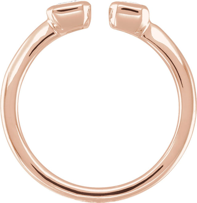 14K Gold Emerald Lab-Grown Diamond Two-Stone Ring – 5x3.5mm - Rose Gold - view 2