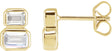 14K Gold Emerald Lab-Grown Diamond Two-Stone Stud Earrings - Yellow Gold