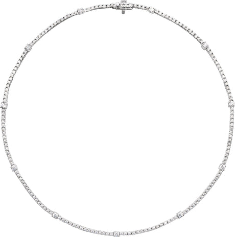 14K Gold Round Lab-Grown Diamond Line Necklace – 4 CTW - White Gold