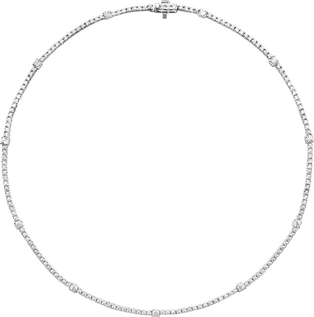 14K Gold Round Lab-Grown Diamond Line Necklace – 4 CTW - White Gold