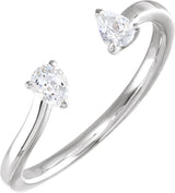 14K Gold Pear Lab-Grown Diamond Two-Stone Ring - White Gold