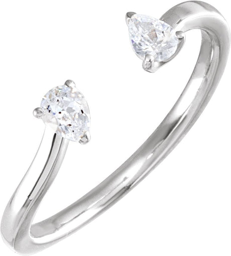 14K Gold Pear Lab-Grown Diamond Two-Stone Ring - White Gold
