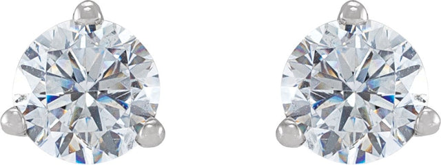 14K Gold Lab-Grown Diamond Round 3-Prong Stud Earrings – 1/2 CTW - White Gold - view 4