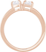 14K Gold Emerald Lab-Grown Diamond Two-Stone Ring - Rose Gold - view 2