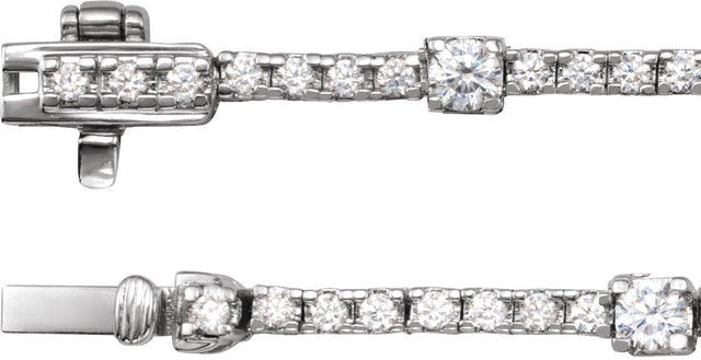 14K Gold Round Lab-Grown Diamond Line Necklace – 4 CTW - White Gold - view 2