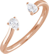 14K Gold Pear Lab-Grown Diamond Two-Stone Ring - Rose Gold