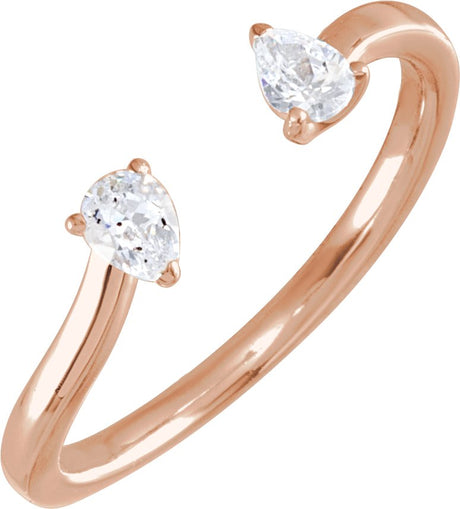 14K Gold Pear Lab-Grown Diamond Two-Stone Ring - Rose Gold