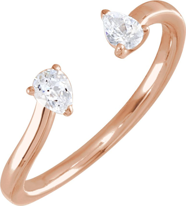 14K Gold Pear Lab-Grown Diamond Two-Stone Ring - Rose Gold