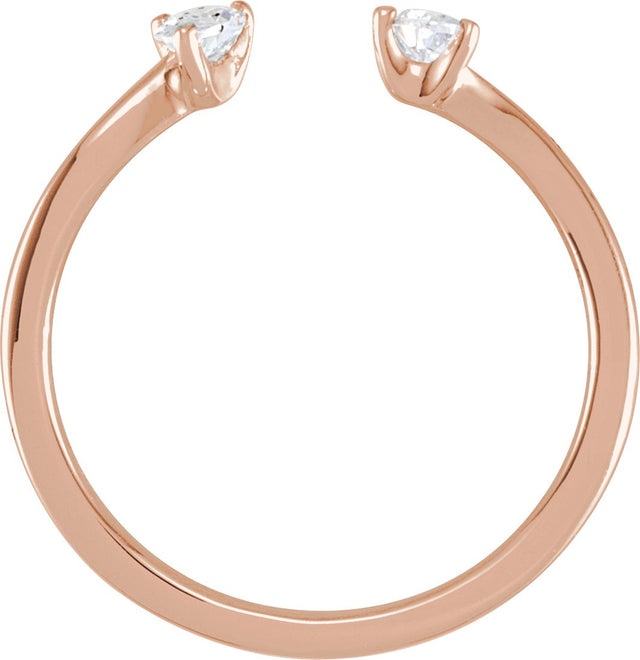 14K Gold Pear Lab-Grown Diamond Two-Stone Ring - Rose Gold - view 2