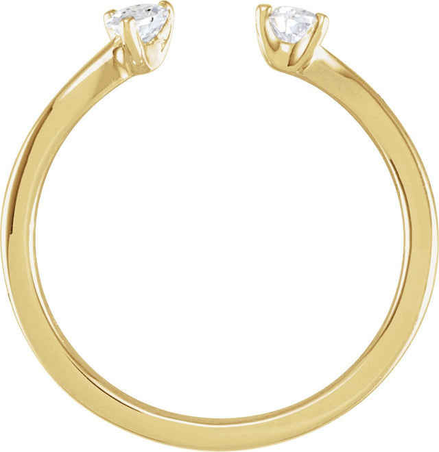 14K Gold Pear Lab-Grown Diamond Two-Stone Ring - Yellow Gold - view 2