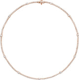 14K Gold Round Lab-Grown Diamond Line Necklace – 4 CTW - Rose Gold