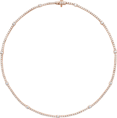 14K Gold Round Lab-Grown Diamond Line Necklace – 4 CTW - Rose Gold