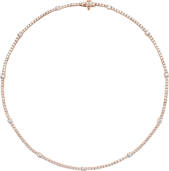 14K Gold Round Lab-Grown Diamond Line Necklace – 4 CTW - Rose Gold