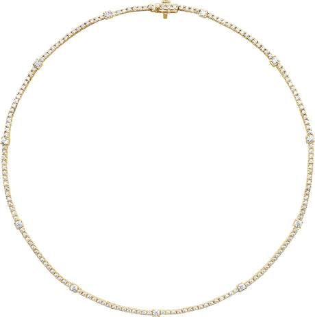 14K Gold Round Lab-Grown Diamond Line Necklace – 4 CTW - Yellow Gold