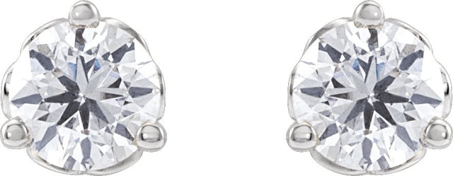 14K Gold Natural Diamond Round 3-Prong Scroll Stud Earrings – 3-4mm Stones - White Gold - view 4