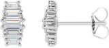 14K Gold Straight Baguette Lab-Grown Diamond Stud Earrings - White Gold