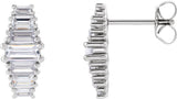 14K Gold Straight Baguette Lab-Grown Diamond Stud Earrings - White Gold