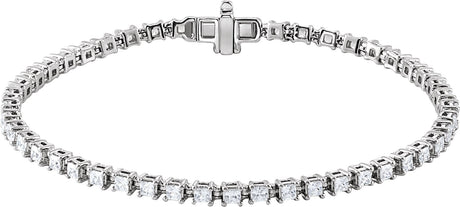 14K Gold Square Lab-Grown Diamond Line Bracelet - White Gold