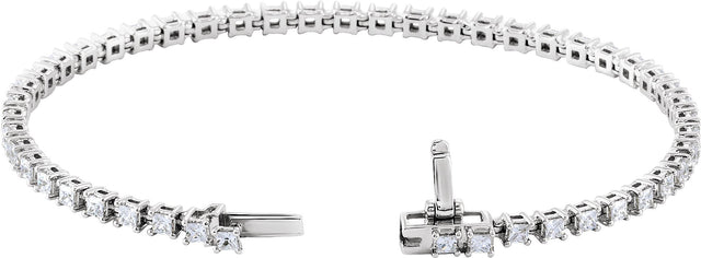14K Gold Square Lab-Grown Diamond Line Bracelet - White Gold - view 2