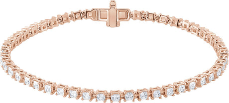 14K Gold Square Lab-Grown Diamond Line Bracelet - Rose Gold