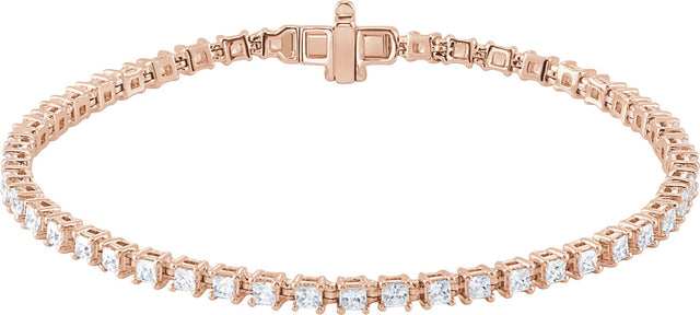 14K Gold Square Lab-Grown Diamond Line Bracelet - Rose Gold