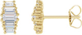 14K Gold Straight Baguette Lab-Grown Diamond Stud Earrings - Yellow Gold