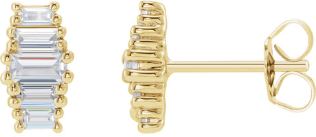 14K Gold Straight Baguette Lab-Grown Diamond Stud Earrings - Yellow Gold