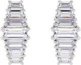 14K Gold Straight Baguette Lab-Grown Diamond Stud Earrings - White Gold - view 2