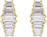 14K Gold Straight Baguette Lab-Grown Diamond Stud Earrings - Yellow Gold - view 2