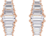 14K Gold Straight Baguette Lab-Grown Diamond Stud Earrings - Rose Gold - view 2