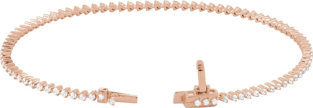 14K Gold Round Natural Diamond Line Bracelet – 1.6-2.3mm Stones - Rose Gold - view 4