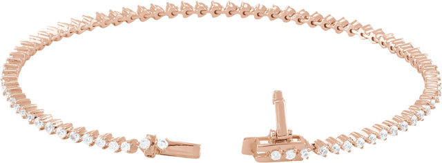14K Gold Round Natural Diamond Line Bracelet – 1.6-2.3mm Stones - Rose Gold - view 5