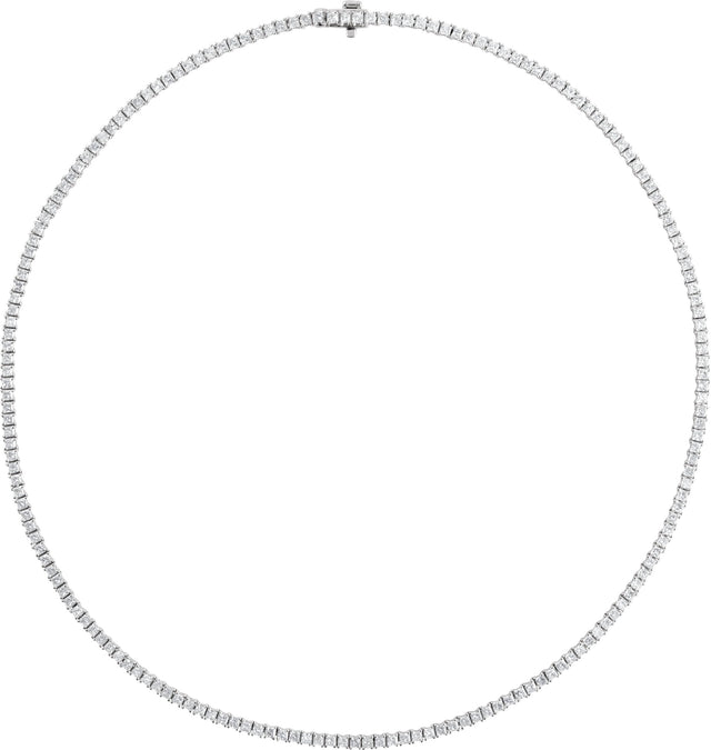 14K Gold Square Lab-Grown Diamond Line Necklace - White Gold