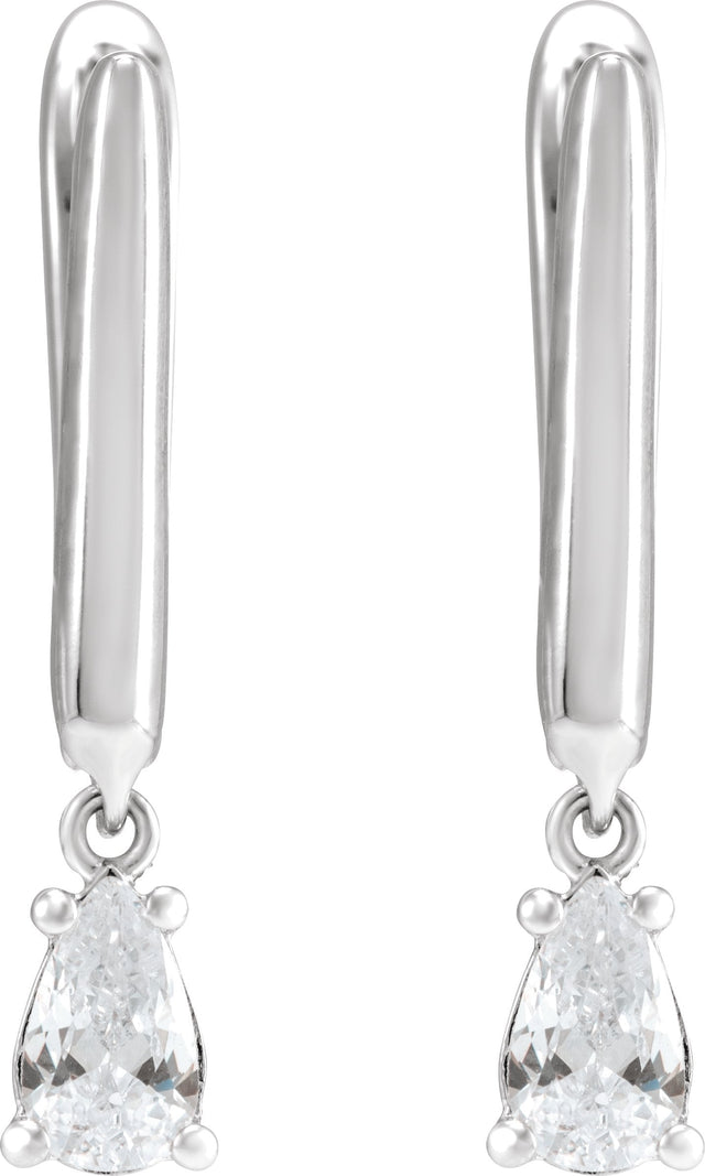 14K Gold Pear Lab-Grown Diamond Earrings - White Gold - view 3