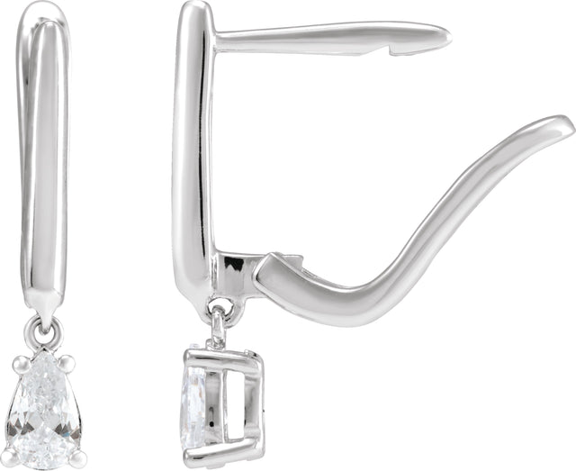 14K Gold Pear Lab-Grown Diamond Earrings - White Gold - view 2