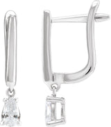 14K Gold Pear Lab-Grown Diamond Earrings - White Gold