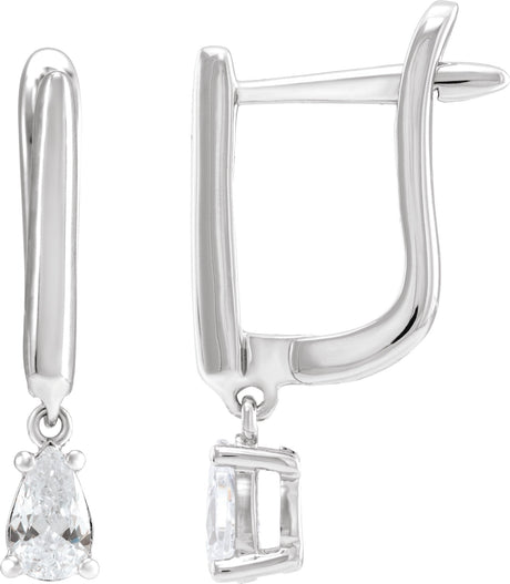 14K Gold Pear Lab-Grown Diamond Earrings - White Gold